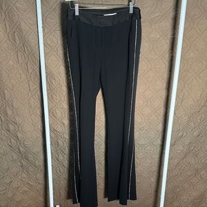 Black Stretch Dress Pants with Side Rhinestone Trim